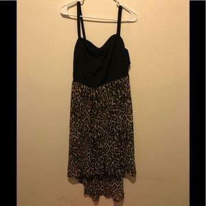 Black and cheetah high low dress
